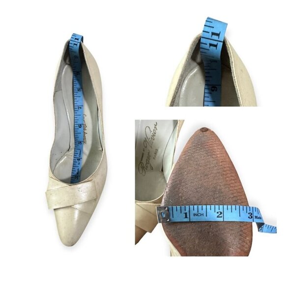 Vintage Roger Vivier Cream Leather Pumps with Flat Bow Detail, Size 5 1/2 - Picture 11 of 13